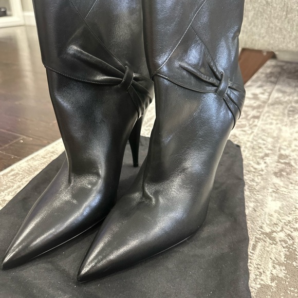 Yves Saint Laurent Shoes - Yves Saint Laurent Black Heeled Boots with Sleek Silhouette
